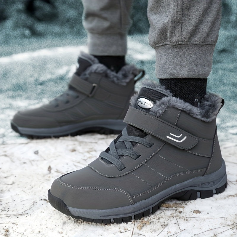 Men's Plush Lining Snow Boots for Outdoor Dark Grey