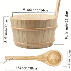 Cedar Sauna Bucket & Ladle Set, Plastic Liner, Spa Accessory