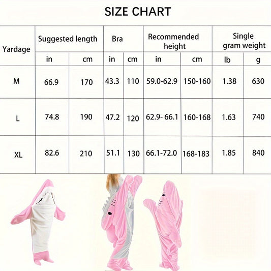 Shark Wearable Blanket Soft Flannel Sleeping Bag for Camping