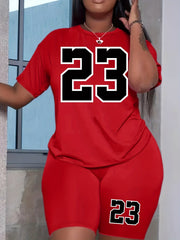 Short Sleeve T Shirt & Biker Shorts 2pcs Set for Women