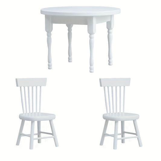 Miniature Dollhouse Wooden Round Table Set