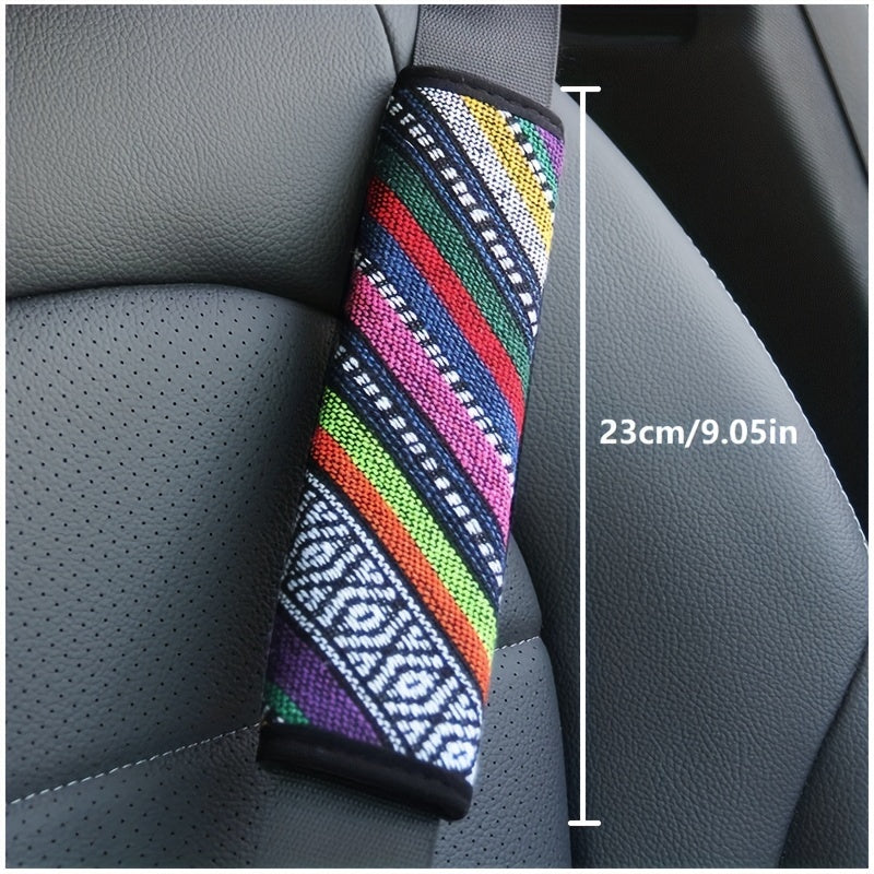Ethnic Wind Linen Car Seat Belt Shoulder Pad Protective Cover