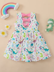 Toddler Girls Sleeveless Dinosaur Graphic Princess Dress