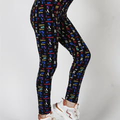 Colorful Letter Print Leggings Elastic Slim Bottoms