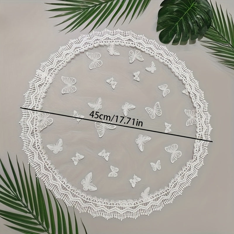 Butterfly Pattern Lace Headscarf for Weddings