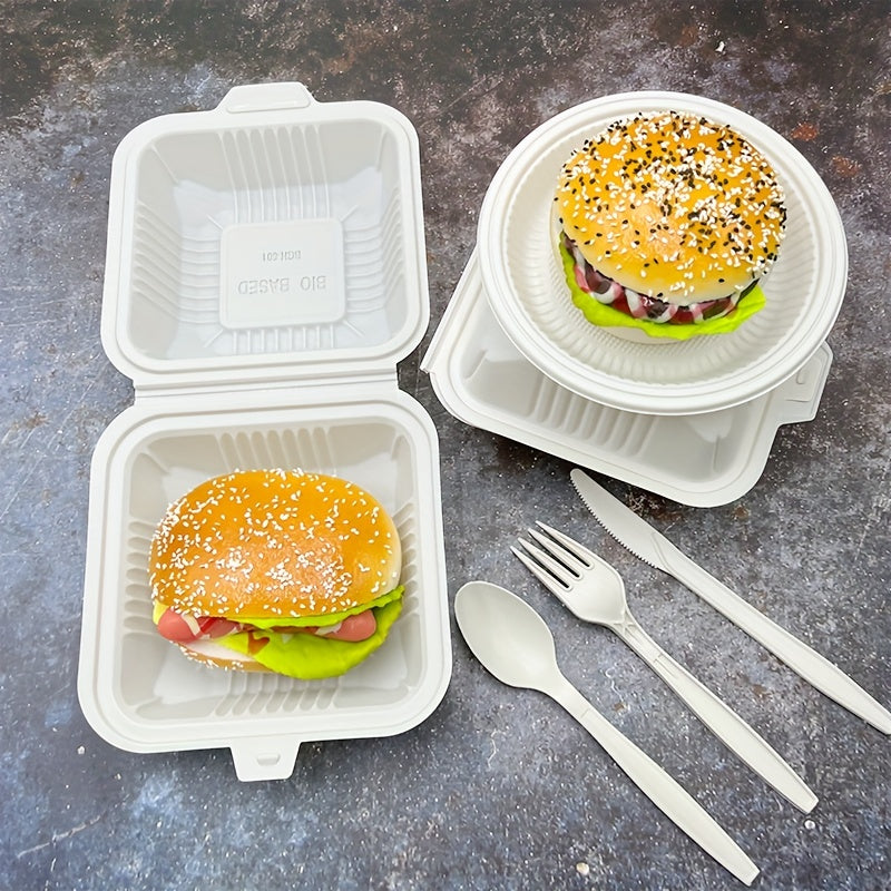 12pcs 99pcs Disposable Hamburger Pastry Bread Cornstarch Box
