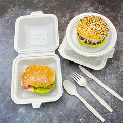 12pcs 99pcs Disposable Hamburger Pastry Bread Cornstarch Box