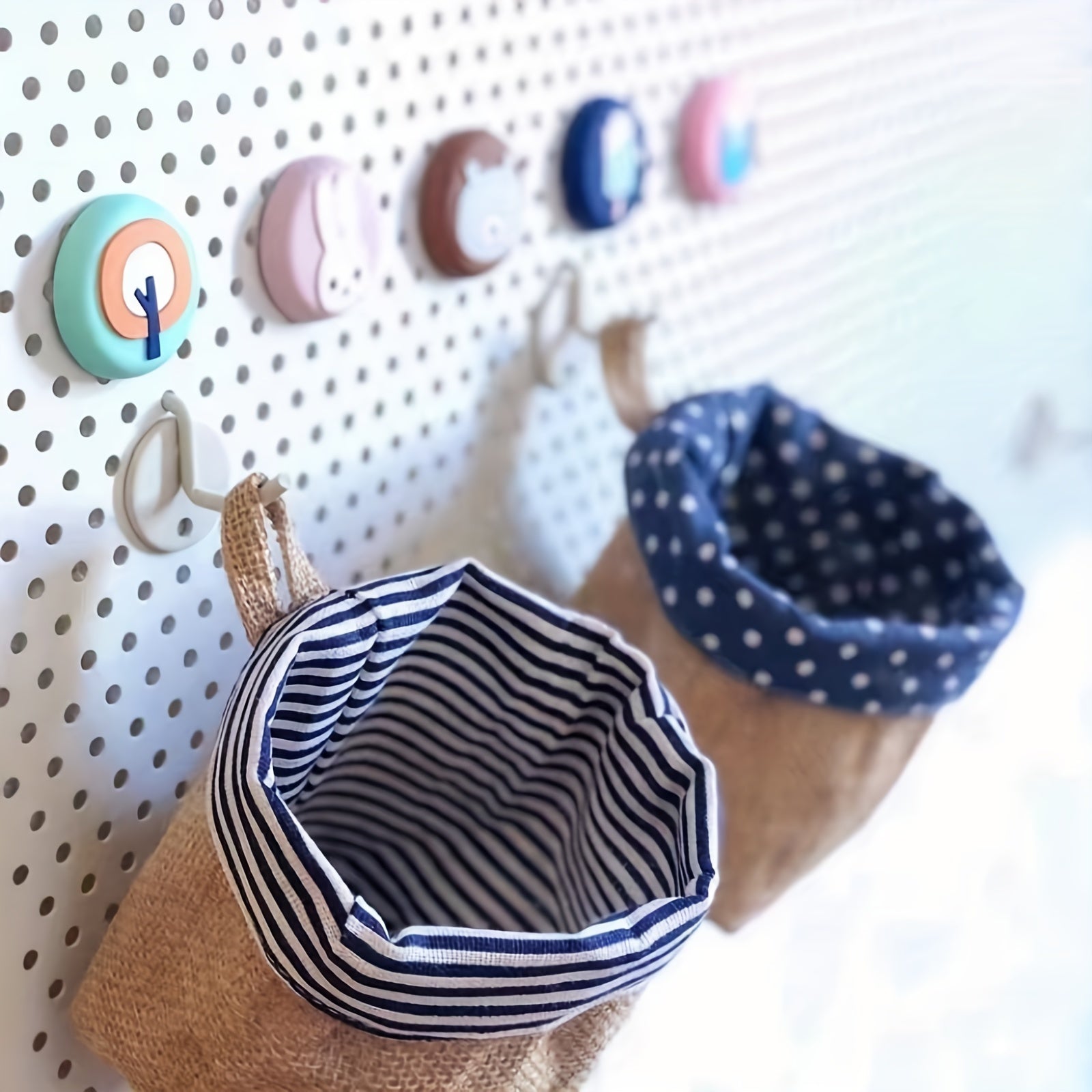 Jute Cotton Linen Storage Bag Wall Hanging Pocket Fabric Organizer Dorm