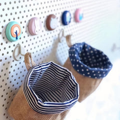 Jute Cotton Linen Storage Bag Wall Hanging Pocket Fabric Organizer Dorm