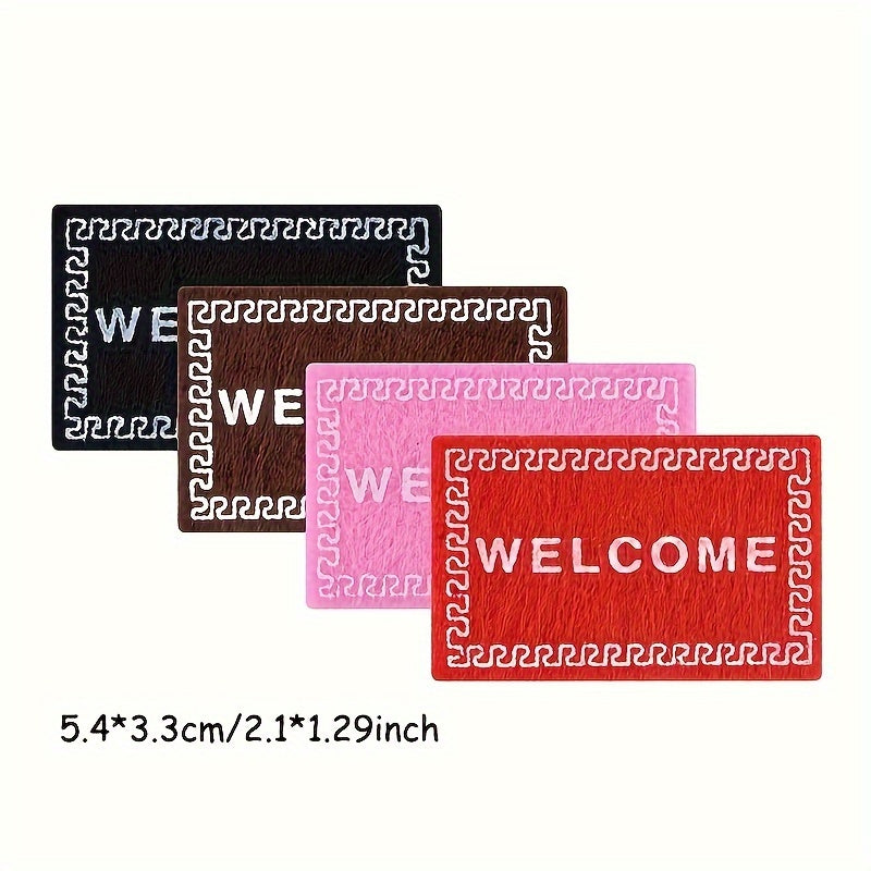 4pcs 1 12 Doll House Mini Carpet Welcome Carpet Model Ground Decorations