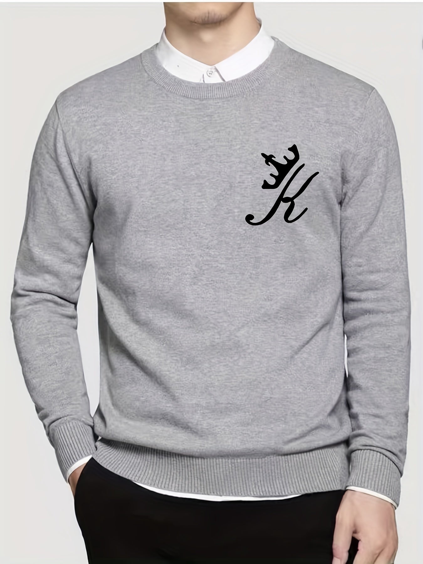 Knitted Sweater Men's Warm Crew Neck Pullover For Fall Winter