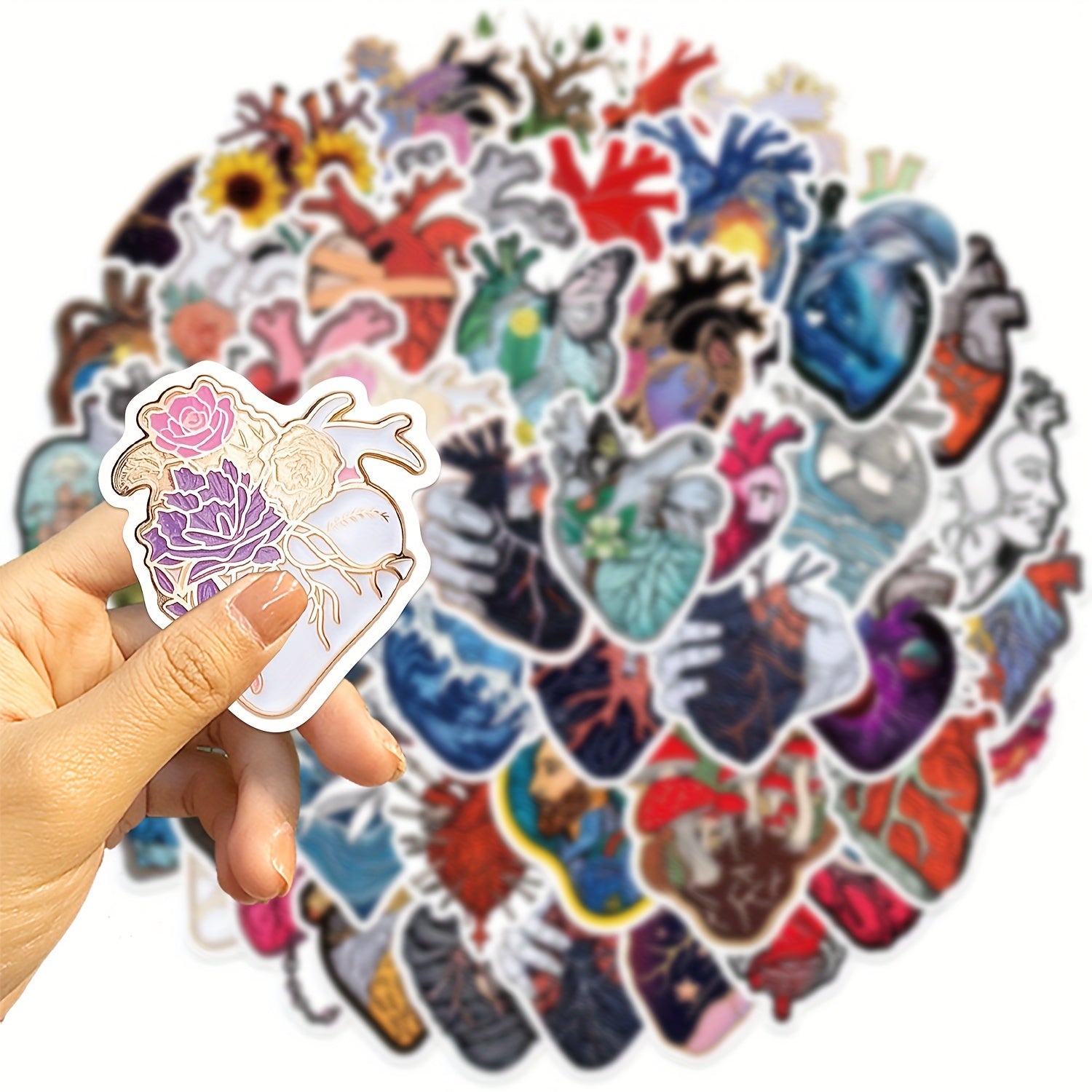 50pcs Cartoon Art Heart Graffiti Stickers for Laptop Helmet Water Cup DIY