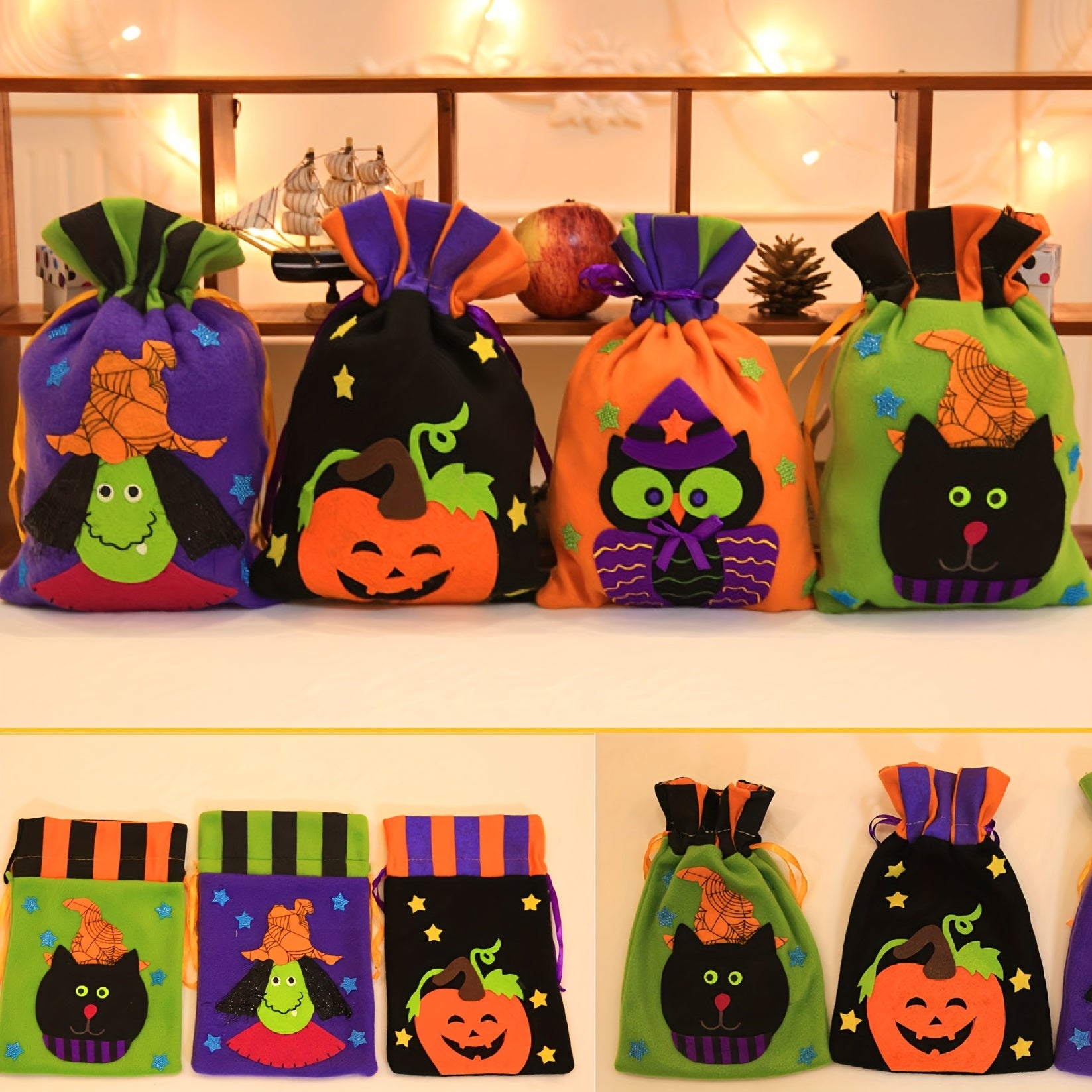 Halloween Pumpkin Candy Bag Drawstring Trick Or Treat Bag