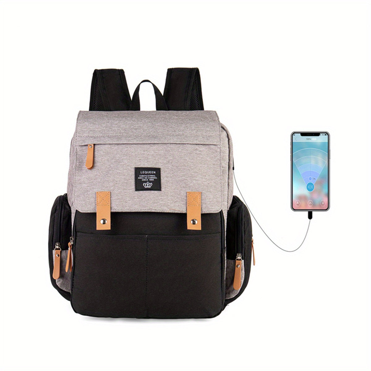 LEQUEEN Diaper Bag Stylish Baby Care Backpack for Mommy On the Go