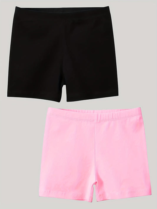 2pcs Girls Classic Elastic Waist Shorts Leggings for Spring Summer