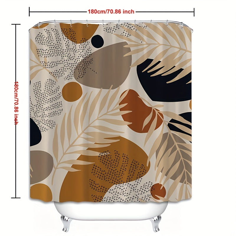 Geometric Leaf Shower Curtain Set with Hooks & Rug