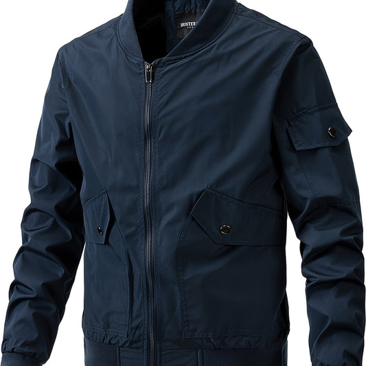 Men's Pocket Zipper Baseball Collar Thin Jacket Casual