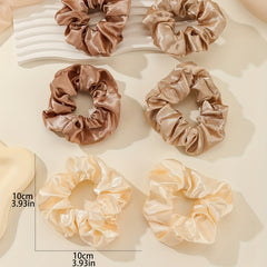 6pcs Soft Style Satin Scrunchies Hair Rope Ponytail Holder Hair Tie