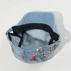 Y2K Washed Denim Newsboy Hat Beret Vintage Lightweight British Style Painter Hat