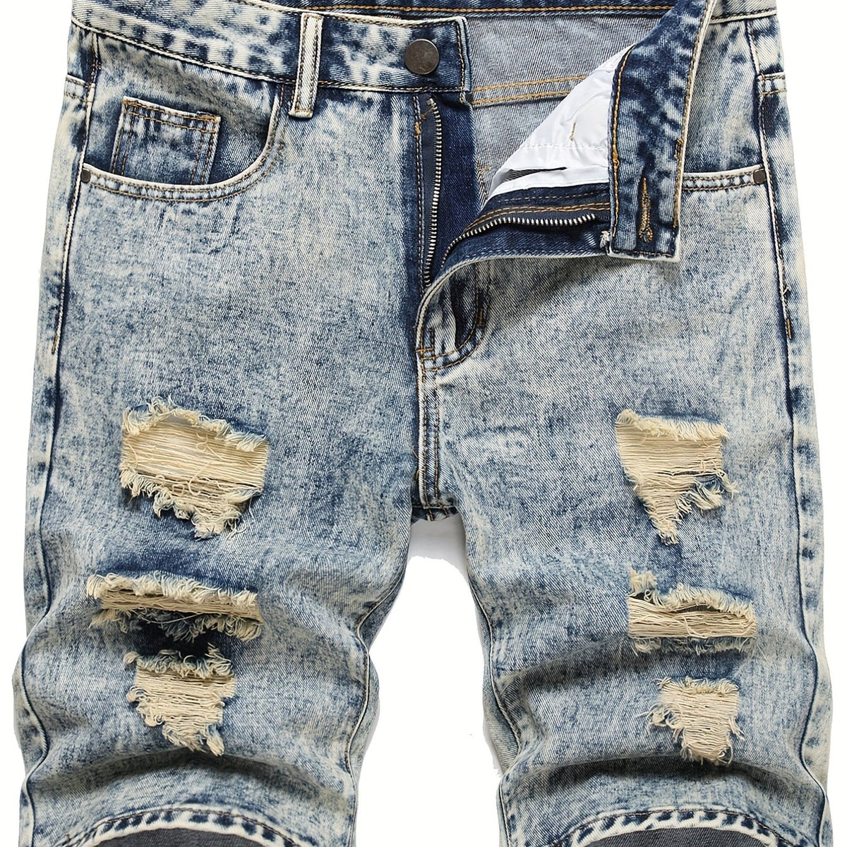 Men's Ripped Denim Shorts - Casual Street Style for Summer