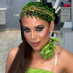 Green Rhinestone Flower Headband for Women