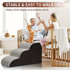 Soft Foam Dog Stairs Ramp 3 Tiers Pet Steps For Easy Access