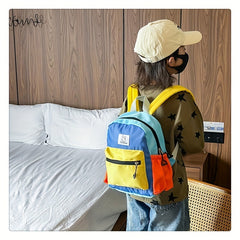 Kids Casual Backpack Lightweight Block Print