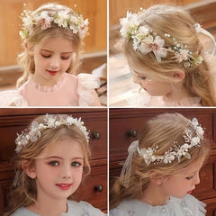 Girls Flower Headdress Hair Accessories Bracelet - Gift For Kids