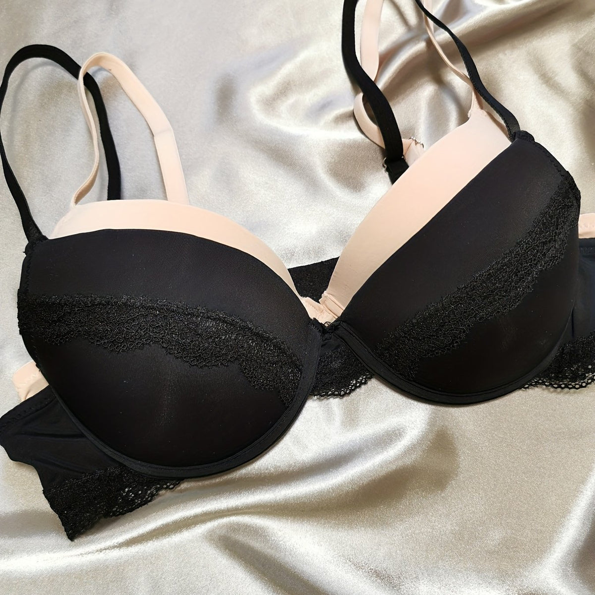 2pcs Lace Push Up Bras Comfy & Scallop Trim Intimates Bra Women's Lingerie