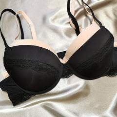 2pcs Lace Push Up Bras Comfy & Scallop Trim Intimates Bra Women's Lingerie