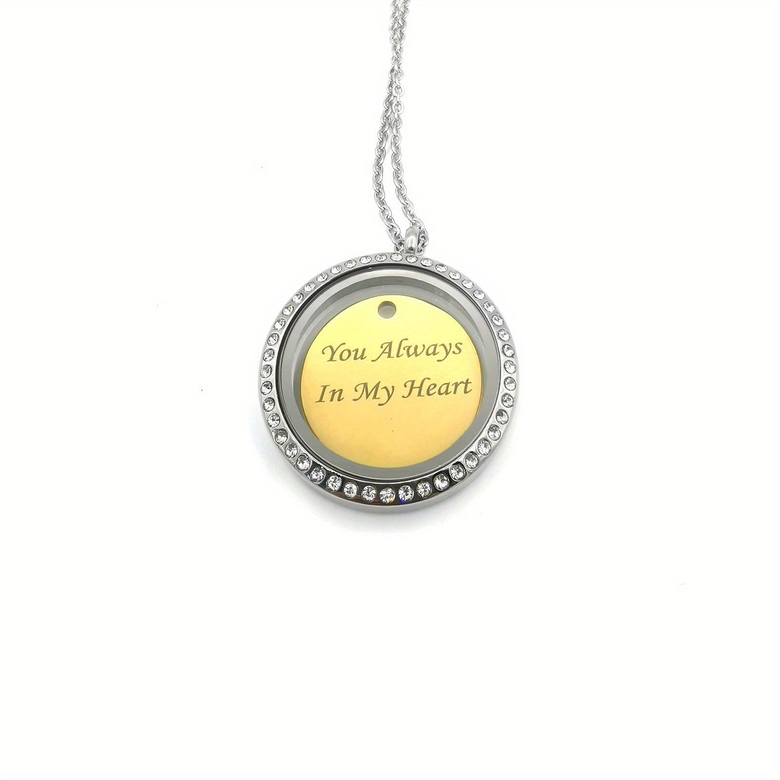 Custom Silver Rhinestone Pet Memorial Pendant Engraved Name Years Golden Plate