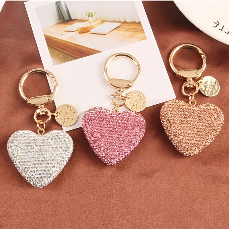 1pc Peach Heart Car Keychain Women Handbag Pendant Keyring Gift