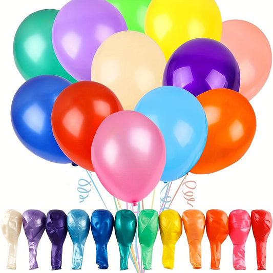120 Assorted Color Rainbow Latex Balloons - 12 Bright Party Balloons