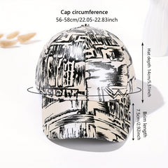 Hip Hop Graffiti Baseball Cap Tie Dye Print Beige Dad Hat Adjustable Sun Hats