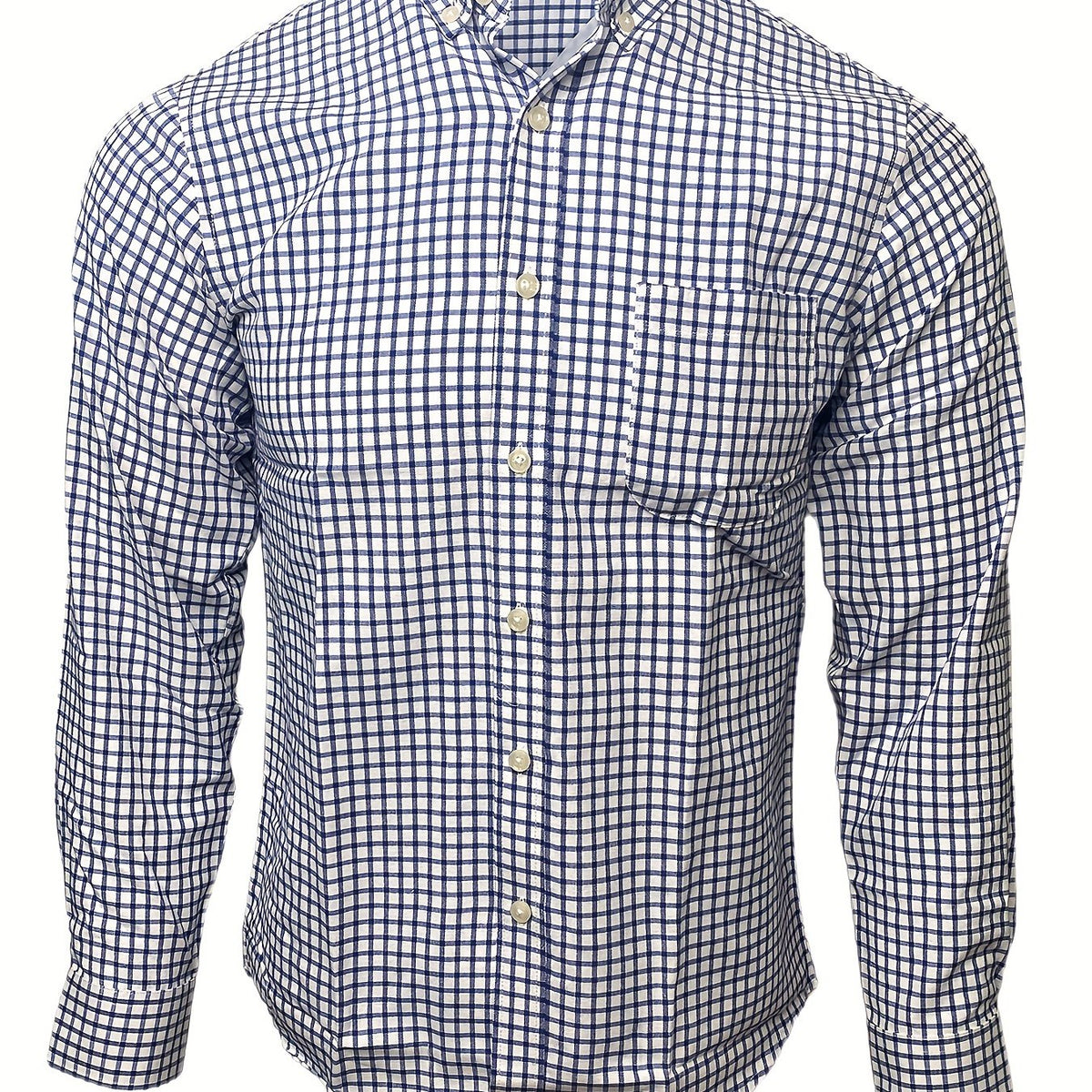 Plaid Print Men's Casual Button Up Shirt With Chest Pocket