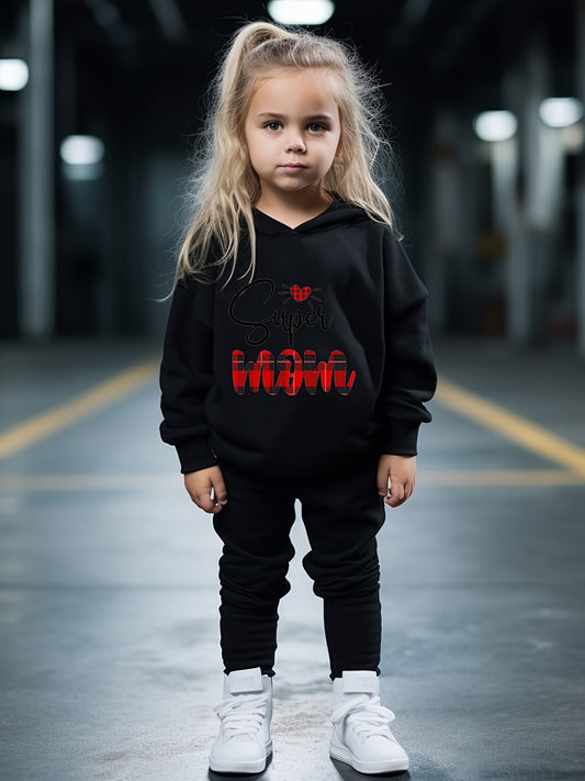 Kids MOM Print Hoodies Pants Set Spring Fall Sports