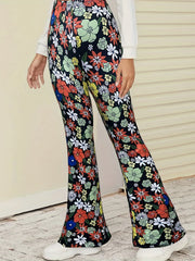 Women's Plus Floral Print High Rise Flare Leg Pants