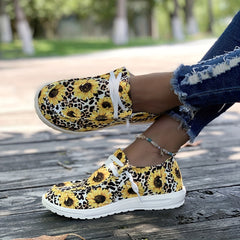 Floral & Leopard Slip On Low Canvas Shoes Round Toe