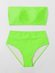  High Waist Tube Top Bikini Set