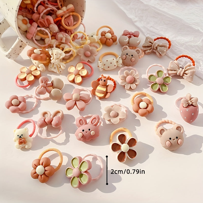 20pcs Cartoon Mini Hair Ties Set Decorative Hair Accessories Gift Girls