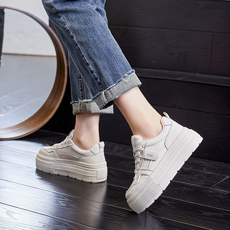 Women's Outdoor Skate Shoes Non-slip Solid Thick Bottom Lace Up Footwear