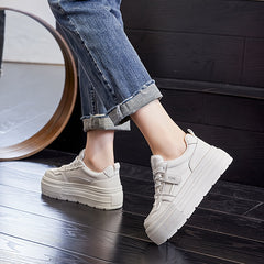 Women's Outdoor Skate Shoes Non-slip Solid Thick Bottom Lace Up Footwear