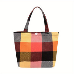 Colorblock Plaid Pattern Shoulder Bag All Match Storage Bag Lightweight