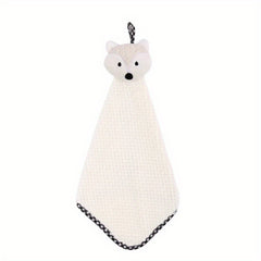 Fox Head Hand Towel Coral Fleece Soft and Absorbent Dishcloth