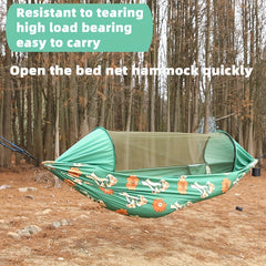 Quick Opening Hammock w/ Reinforced Mesh Mosquito Net - Portable Lightweight