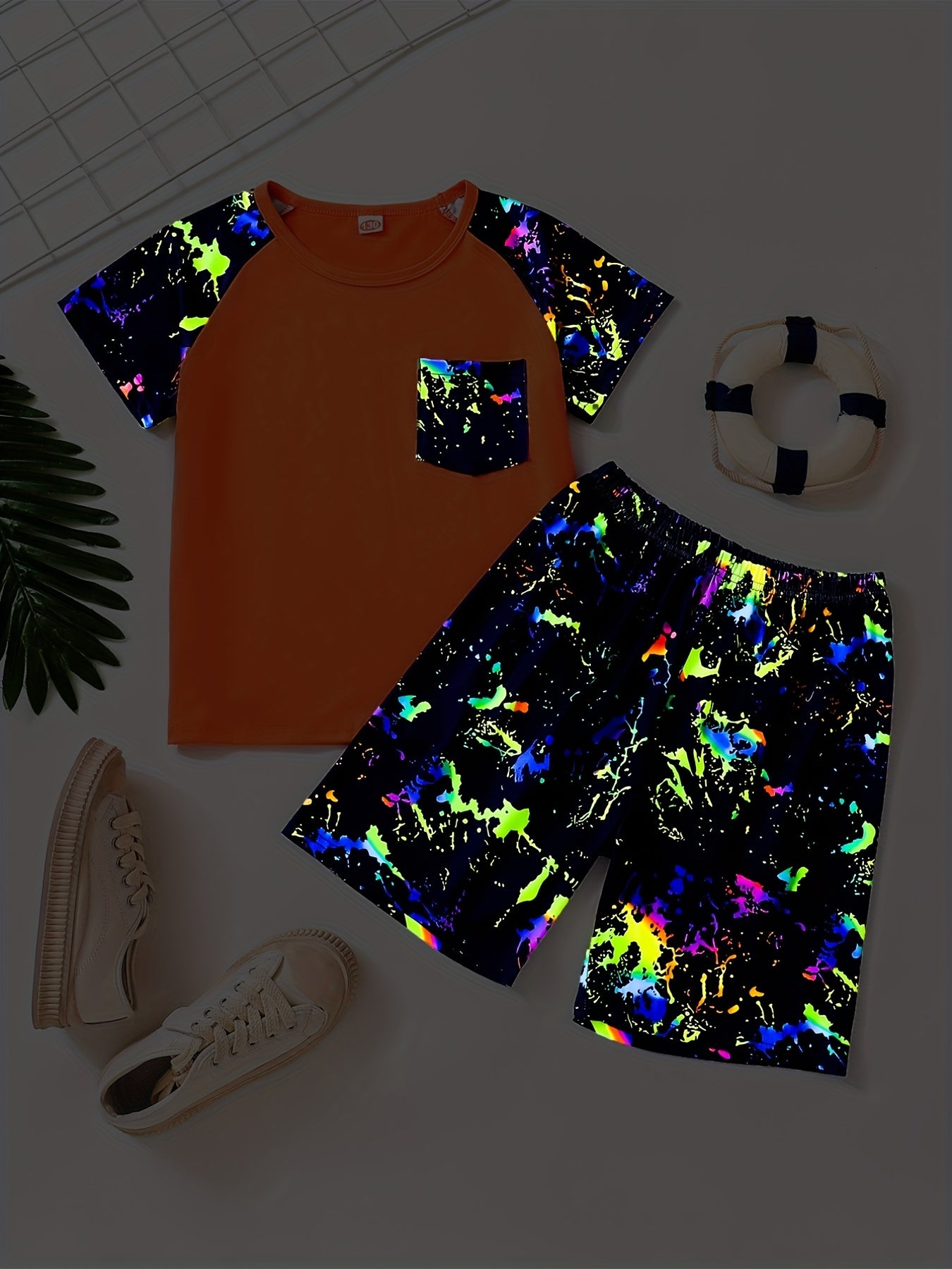 Boys Tie Dye T shirt Matching Shorts Kids Clothes Summer