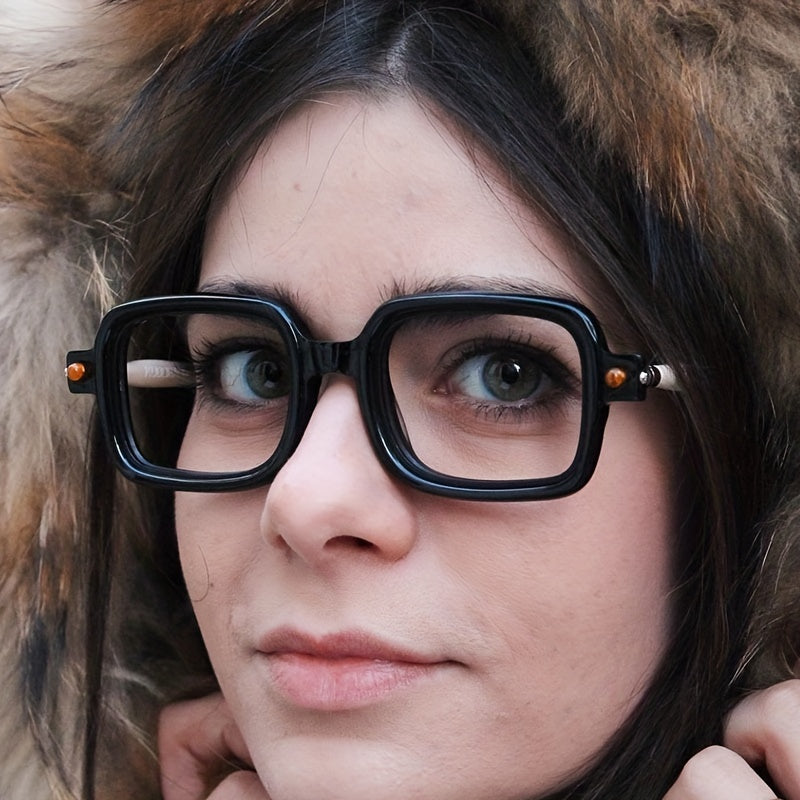 Classic Retro Rectangle Clear Lens Glasses For Women Men