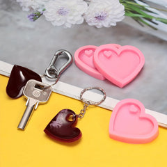 Heart Shaped Silicone Key Ring Mold with 10 Key Rings
