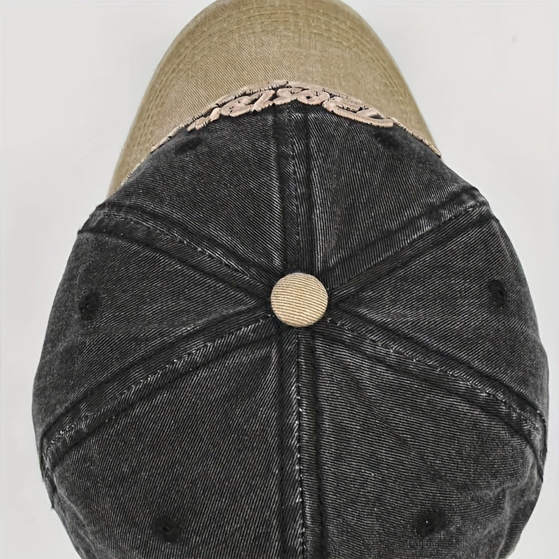 BOSTON Embroidery Baseball Cap Washed Old Baseball Cap Denim Peaked Cap