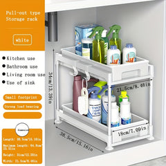 2 Tier Sink Organizer and Storage Rack with Hooks